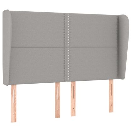 Горна табла за легло с уши, светлосива, 147x23x118/128 см, плат