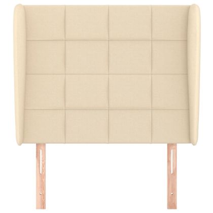 Горна табла за легло с уши, кремава, 103x23x118/128 см, плат