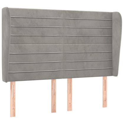 Горна табла за легло с уши,светлосива, 147x23x118/128 см кадифе