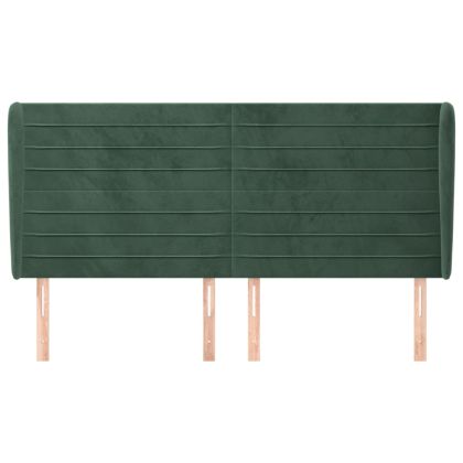 Горна табла за легло с уши, тъмносива, 183x23x118/128 см кадифе