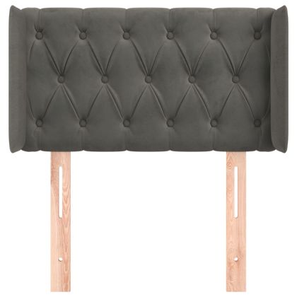 Горна табла за легло, тъмносива, 83x16x78/88 см, кадифе