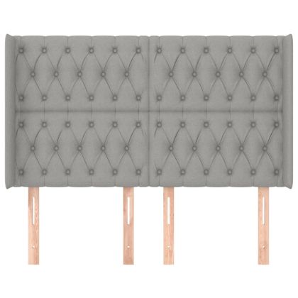 Горна табла за легло с уши, светлосива, 147x16x118/128 см, плат