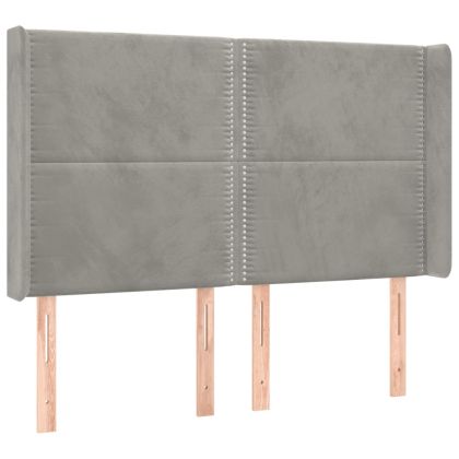 LED горна табла за легло, светлосива, 147x16x118/128 см, кадифе