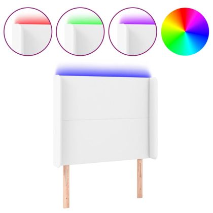 LED горна табла за легло, бяла, 93x16x118/128 см