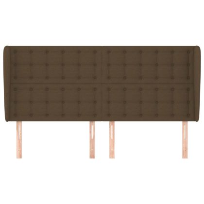 Горна табла за легло с уши, тъмнокафява,203x23x118/128 см, плат