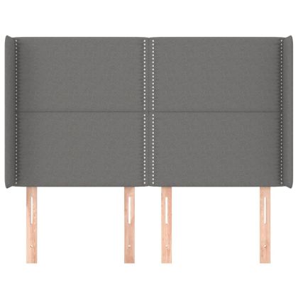 Горна табла за легло с уши, тъмносива, 147x16x118/128 см, плат