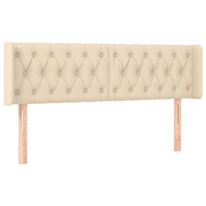 LED горна табла за легло, кремава, 147x16x78/88 см, плат