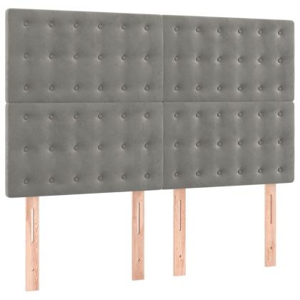 Боксспринг легло с матрак, светлосиво, 140x200 см, кадифе