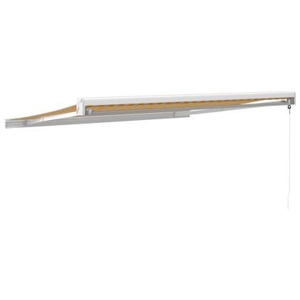 Прибираща се тента жълто и бяло 3x2,5 м плат и алуминий