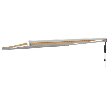 Прибираща се тента жълто и бяло 4,5x3 м плат и алуминий