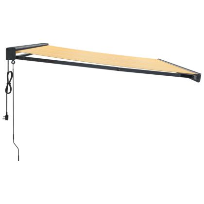 Прибираща се тента жълто и бяло 4,5x3 м плат и алуминий