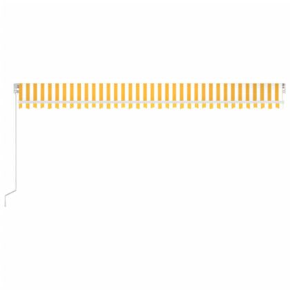 Ръчно прибиращ се сенник с LED, 600x350 см, жълто и бяло