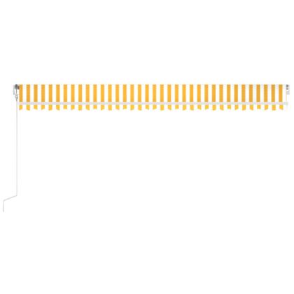 Автоматично прибиращ се сенник, 600x350 см, жълто и бяло