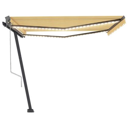 Автоматичен сенник LED и сензор за вятър 400x300 см жълто/бяло