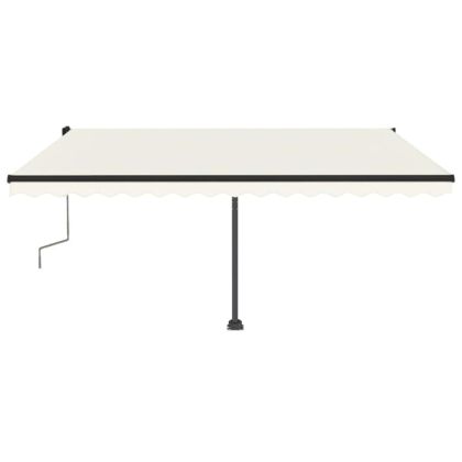 Ръчно прибиращ се сенник с LED, 400x350 см, кремав