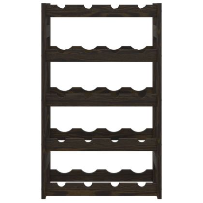 Поставка за вино за 20 бутилки, черна, бор масив