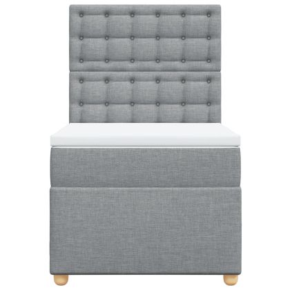 Боксспринг легло с матрак, светлосива, 90x190 см, плат