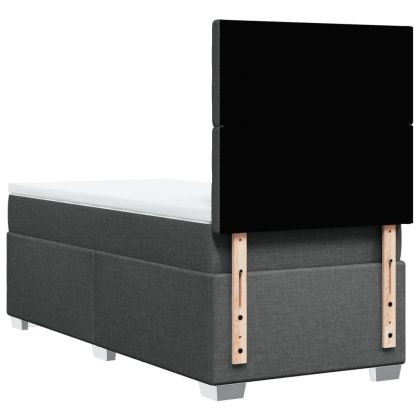 Боксспринг легло с матрак, тъмносив, 90x190 см, плат