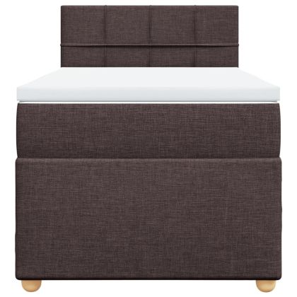 Боксспринг легло с матрак, тъмнокафяво, 90x190 см, плат