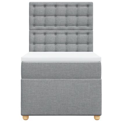 Боксспринг легло с матрак, светлосиво, 100x200 см, плат