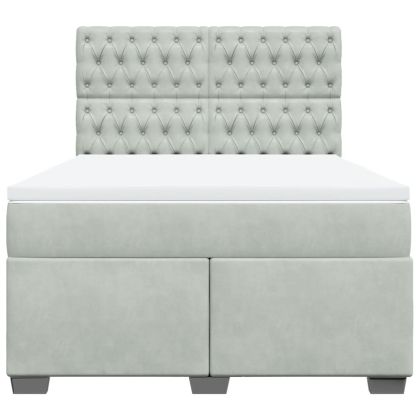 Боксспринг легло с матрак, светлосиво, 160x200 см, кадифе