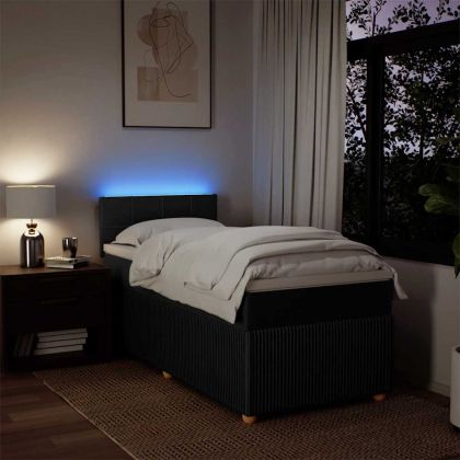 Боксспринг легло с матрак, черно, 100x200 см, плат