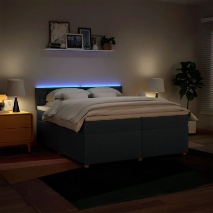 Боксспринг легло с матрак, синьо, 200x200 см, плат