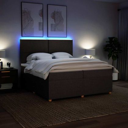 Боксспринг легло с матрак, тъмнокафяво, 200x200 см, плат