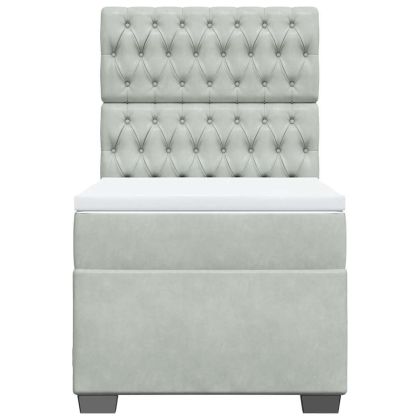 Боксспринг легло с матрак, светлосиво, 80x200 см, кадифе