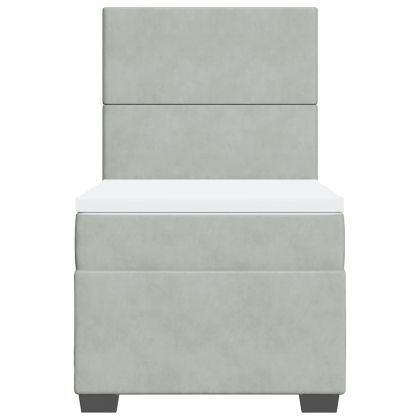 Боксспринг легло с матрак, светлосиво, 80x200 см, кадифе