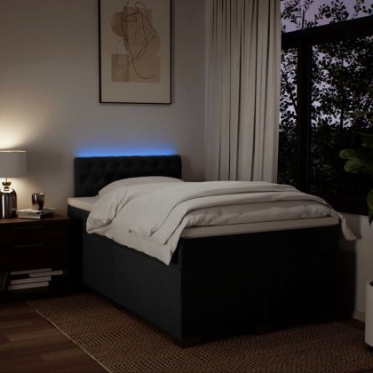 Боксспринг легло с матрак, черно, 120x190 см, плат