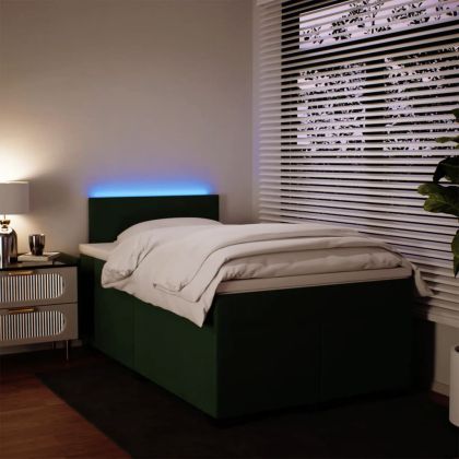 Боксспринг легло с матрак, тъмнозелено, 120x190 см, кадифе