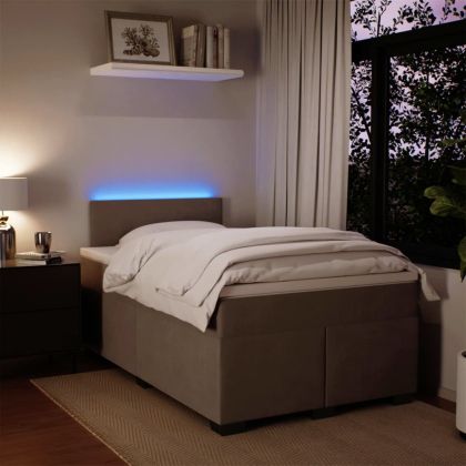 Боксспринг легло с матрак, светлосиво, 120x200 см, кадифе