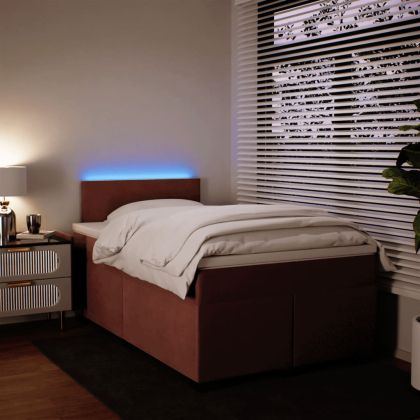 Боксспринг легло с матрак, розово, 120x200 см, кадифе