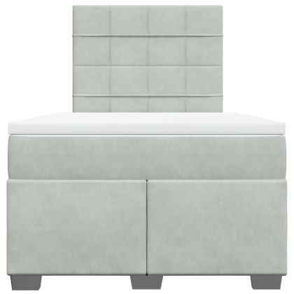 Боксспринг легло с матрак, светлосива, 120x190 см, кадифе