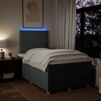 Боксспринг легло с матрак, тъмносиво, 120x190 см, плат