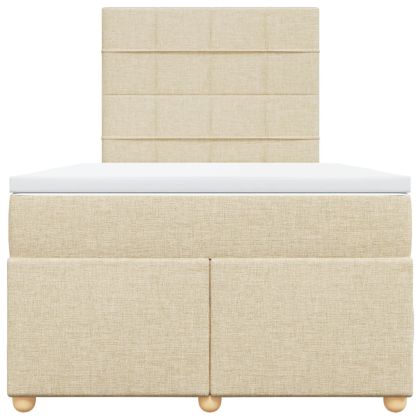 Боксспринг легло с матрак, кремаво, 120x190 см, плат