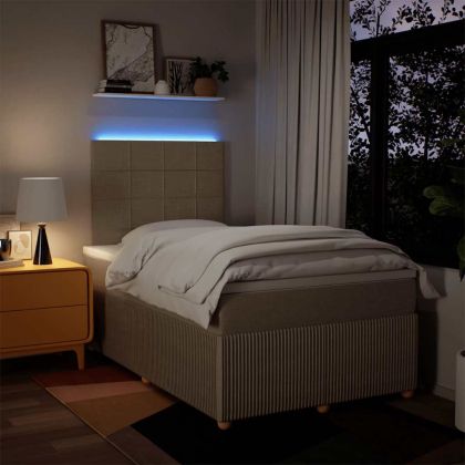 Боксспринг легло с матрак, кремаво, 120x200 см, плат