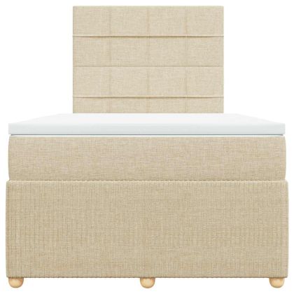 Боксспринг легло с матрак, кремаво, 120x200 см, плат