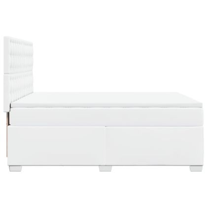 Боксспринг легло с матрак, бяло, 140x190 см изкуствена кожа