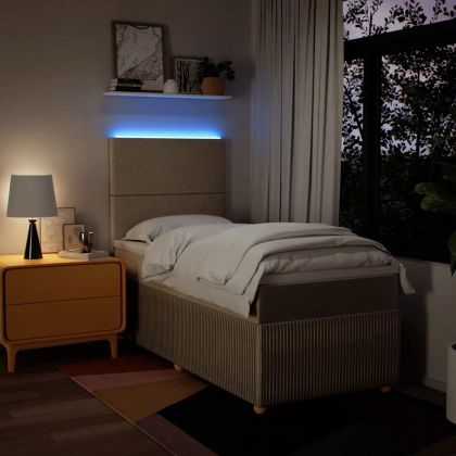 Боксспринг легло с матрак, кремава, 80x200 см, плат