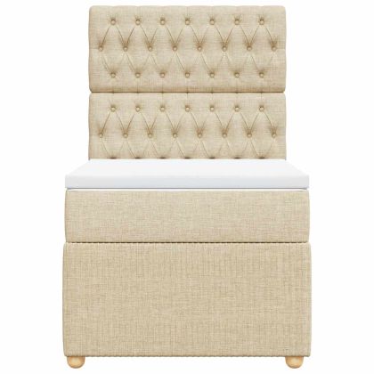 Боксспринг легло с матрак, кремава, 80x200 см, плат