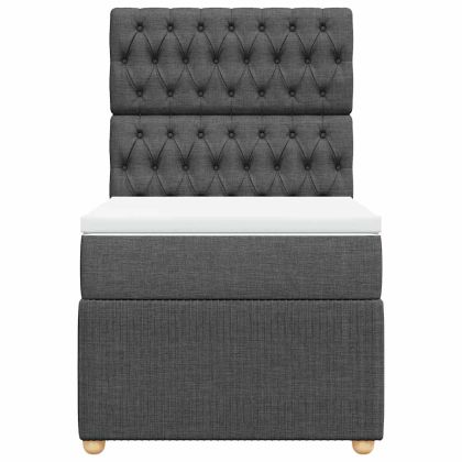 Боксспринг легло с матрак, тъмносиво, 90x200 см, плат