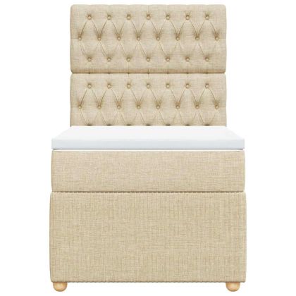 Боксспринг легло с матрак, кремава, 90x200 см, плат