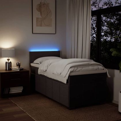 Боксспринг легло с матрак, тъмнокафяво, 80x200 см, плат