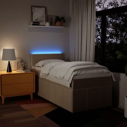 Боксспринг легло с матрак, кремава, 80x200 см, плат