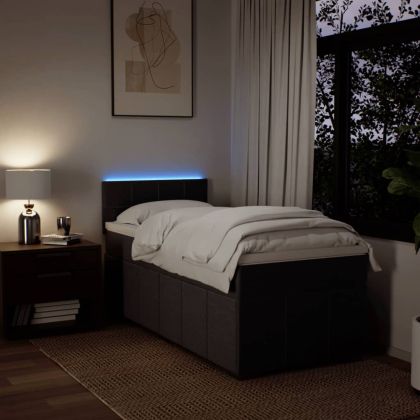 Боксспринг легло с матрак, тъмнокафяво, 80x200 см, плат