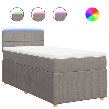 Боксспринг легло с матрак, таупе, 90x200 см, плат