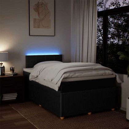 Боксспринг легло с матрак, черно, 120x190 см, плат