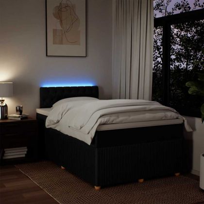 Боксспринг легло с матрак, черно, 120x190 см, плат